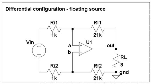 Differential configuration for LM3886