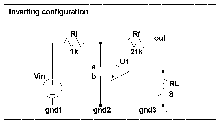 Inverting configuration for LM3886