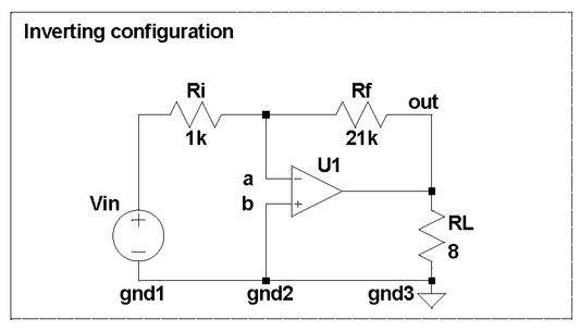 Inverting configuration for LM3886